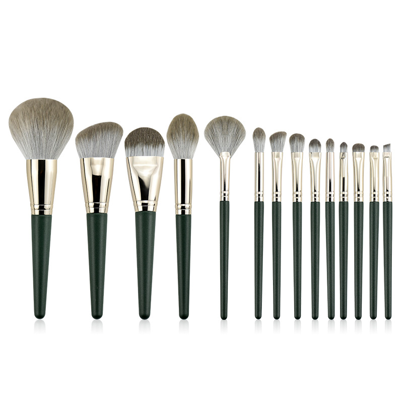 14pcs Kabuki Brushes Natural Wooden Handle Makeup Brush Set