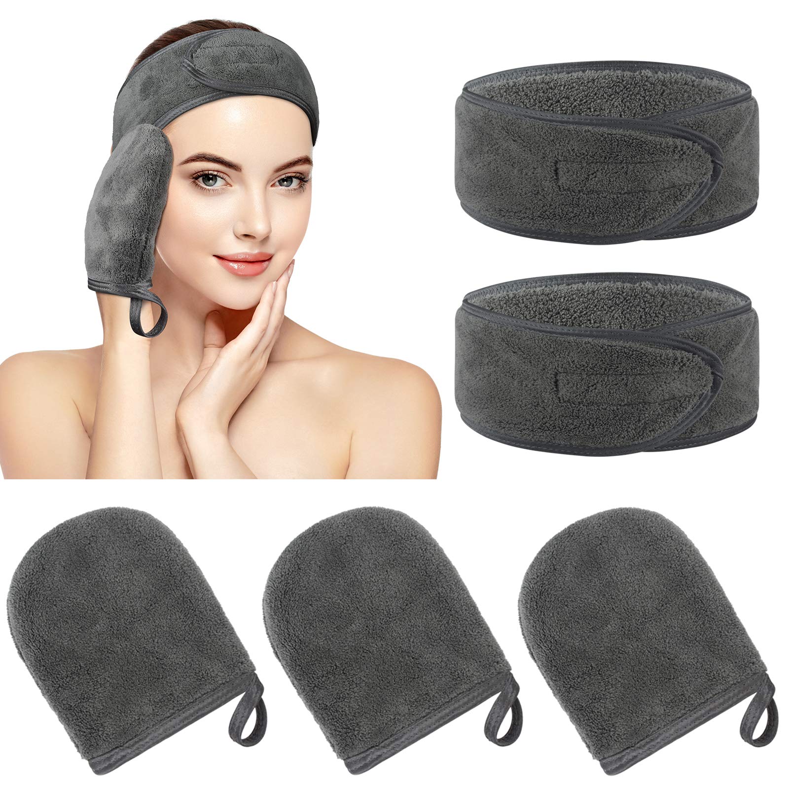 facial mitts with beauty spa headbands