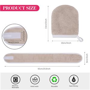 Reusable microfibre facial mitts sets with headbands