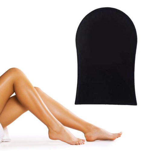 Soft velour single self tanning mitts with logo printed