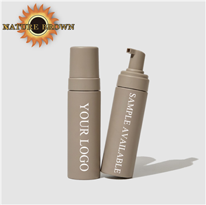 Matte Taupe Foam Pump Bottle Custom Logo | Self-Tan Mousse Bottle Private Label OEM