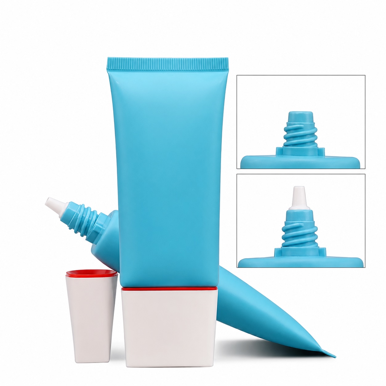 Custom plastic cosmetic squeeze tubes set for skincare, lotion, sunscreen and beauty packaging