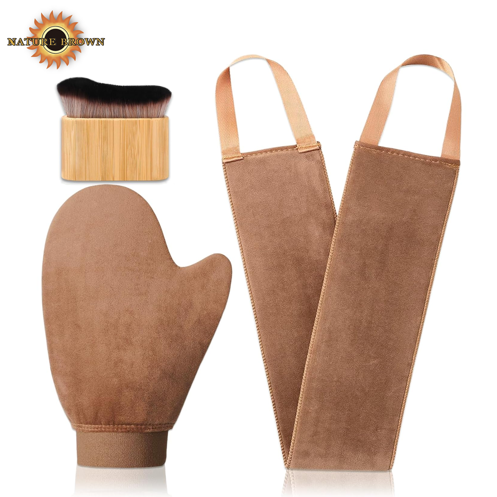 OEM Self Tanning Mitt Kit Supplier | Exfoliating Mitt + Back Applicator + Tanning Glove Set Manufacturer