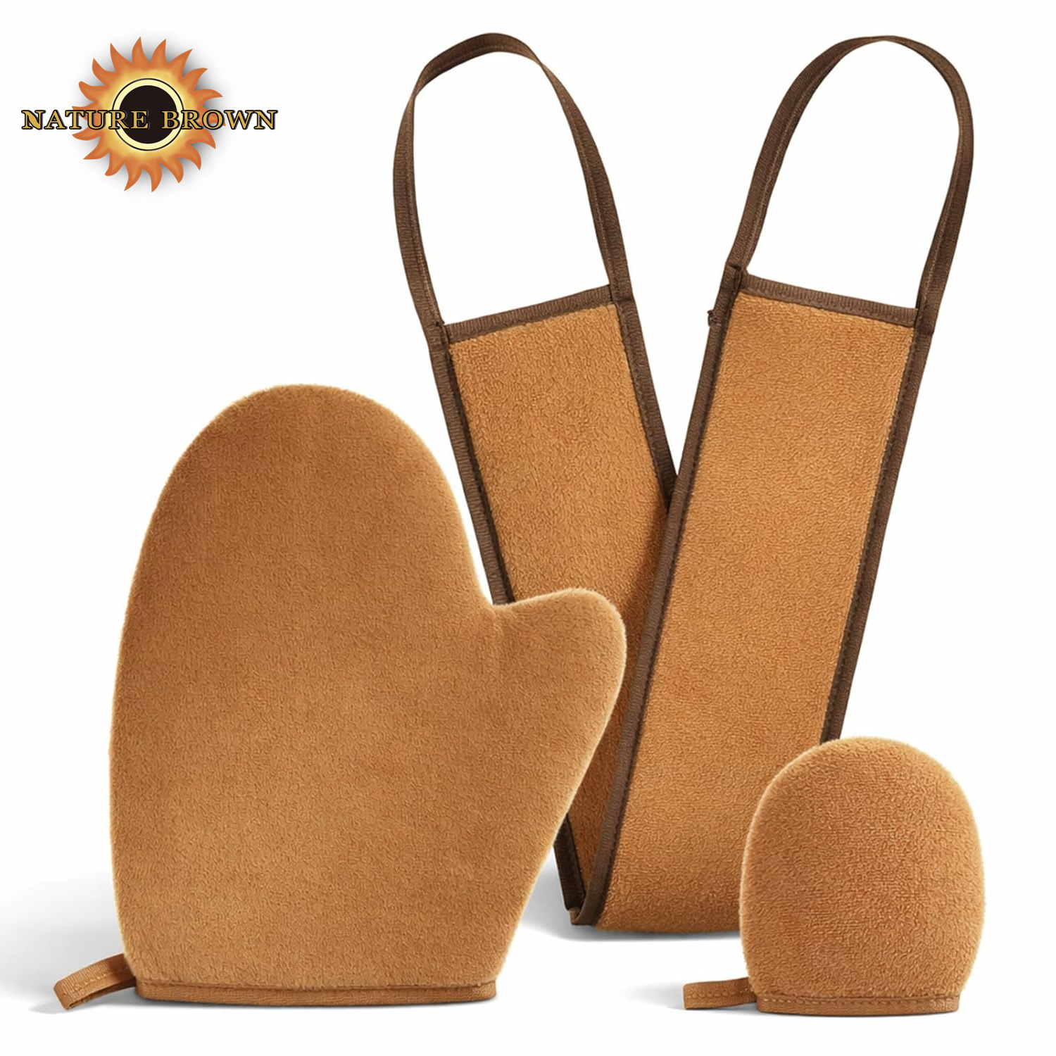 OEM Self Tanning Mitt Kit Supplier | Exfoliating Mitt + Back Applicator + Tanning Glove Set Manufacturer