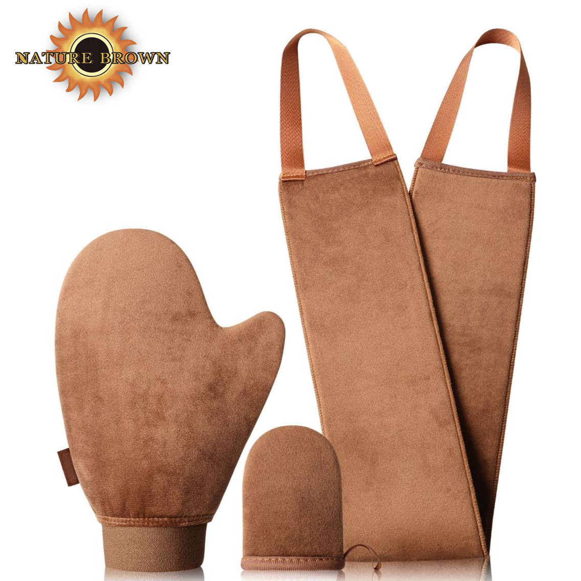 OEM Self Tanning Mitt Kit Supplier | Exfoliating Mitt + Back Applicator + Tanning Glove Set Manufacturer