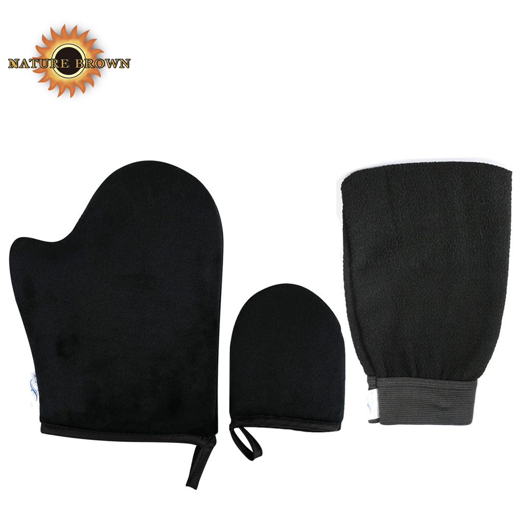 OEM Self Tanning Mitt Kit Supplier | Exfoliating Mitt + Back Applicator + Tanning Glove Set Manufacturer