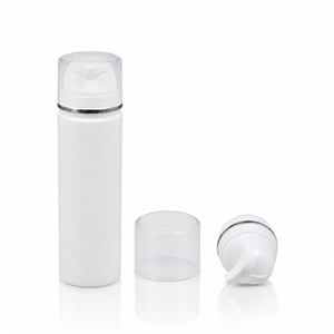 White Airless Pump Bottle with Clear Cap for Skincare and Cosmetic Packaging