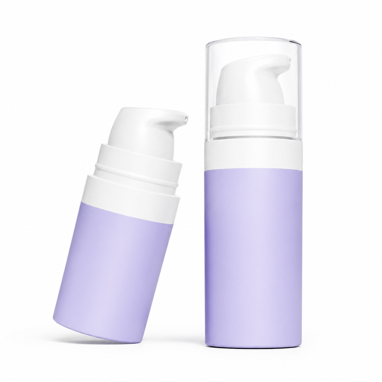 Airless Pump Bottle, Refillable White Cosmetic Dispenser Bottle with Clear Cap for Lotion, Cream, Serum and Skincare Packaging