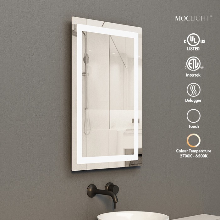 Frameless rectangle LED lighted bathroom makeup mirror Factory