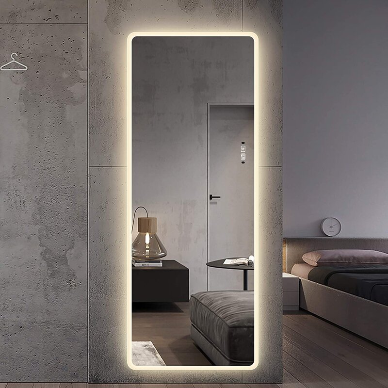 Espejo de salón de cuerpo entero iluminado sin marco regulable LED