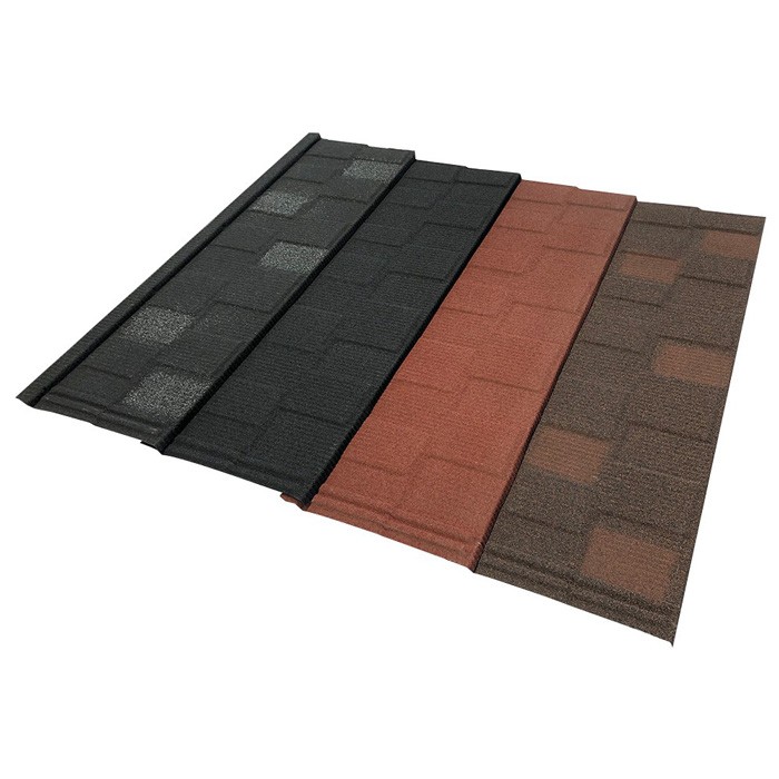 Shingle Type Stone Chip Coated Terracotta Metal Roof Tile