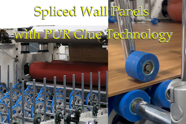 PUR Hot glue panel laminating at wrapping Line