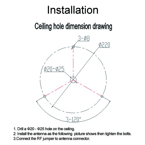 VPol 350–900 MHz 2 dBi Deckenantenne