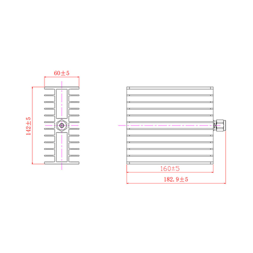 Carga ficticia para dispositivo pasivo de 200 W con rango de frecuencia de CC a 3700 MHz