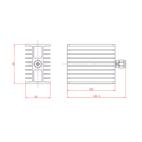 Carga ficticia para dispositivo pasivo de 100 W con rango de frecuencia de CC a 3700 MHz