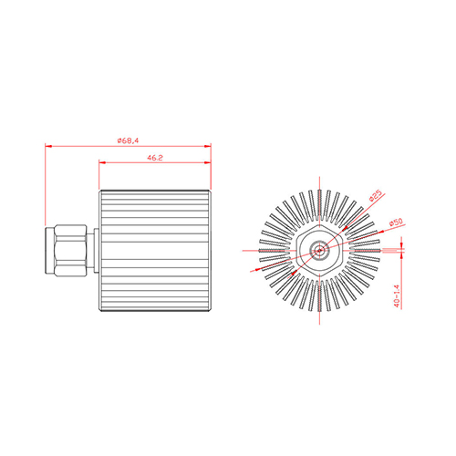 Carga ficticia para dispositivo pasivo de 25 W con cobertura de frecuencia de CC a 3700 MHz