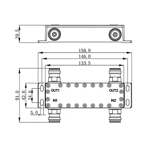 HHQ-3-0735A-500-4310F-W 2*2 Hybrid Combiner