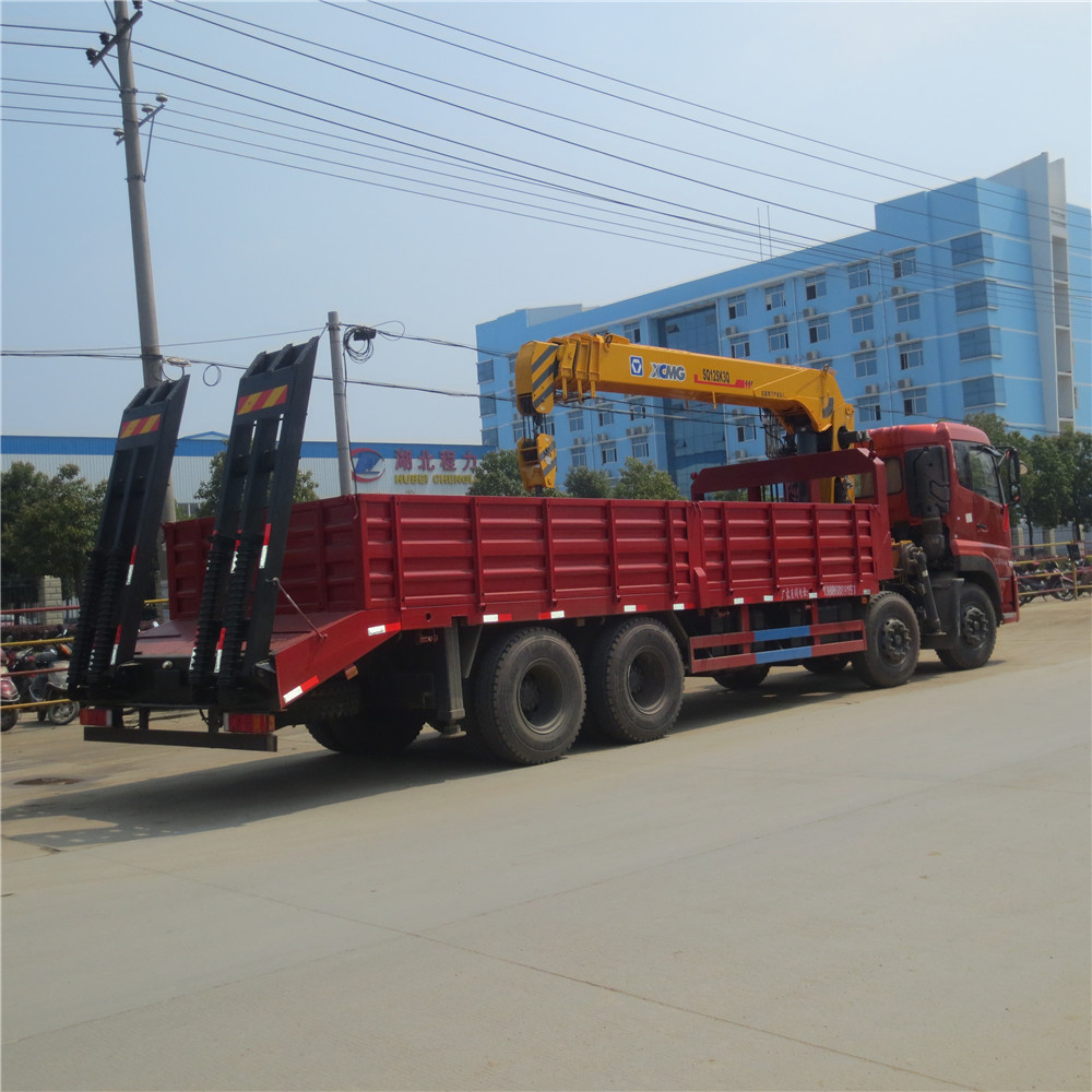12 wheel flatbed mounted crane truck