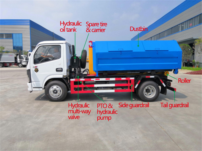 dongfeng 3 ton bin lifter garbage truck