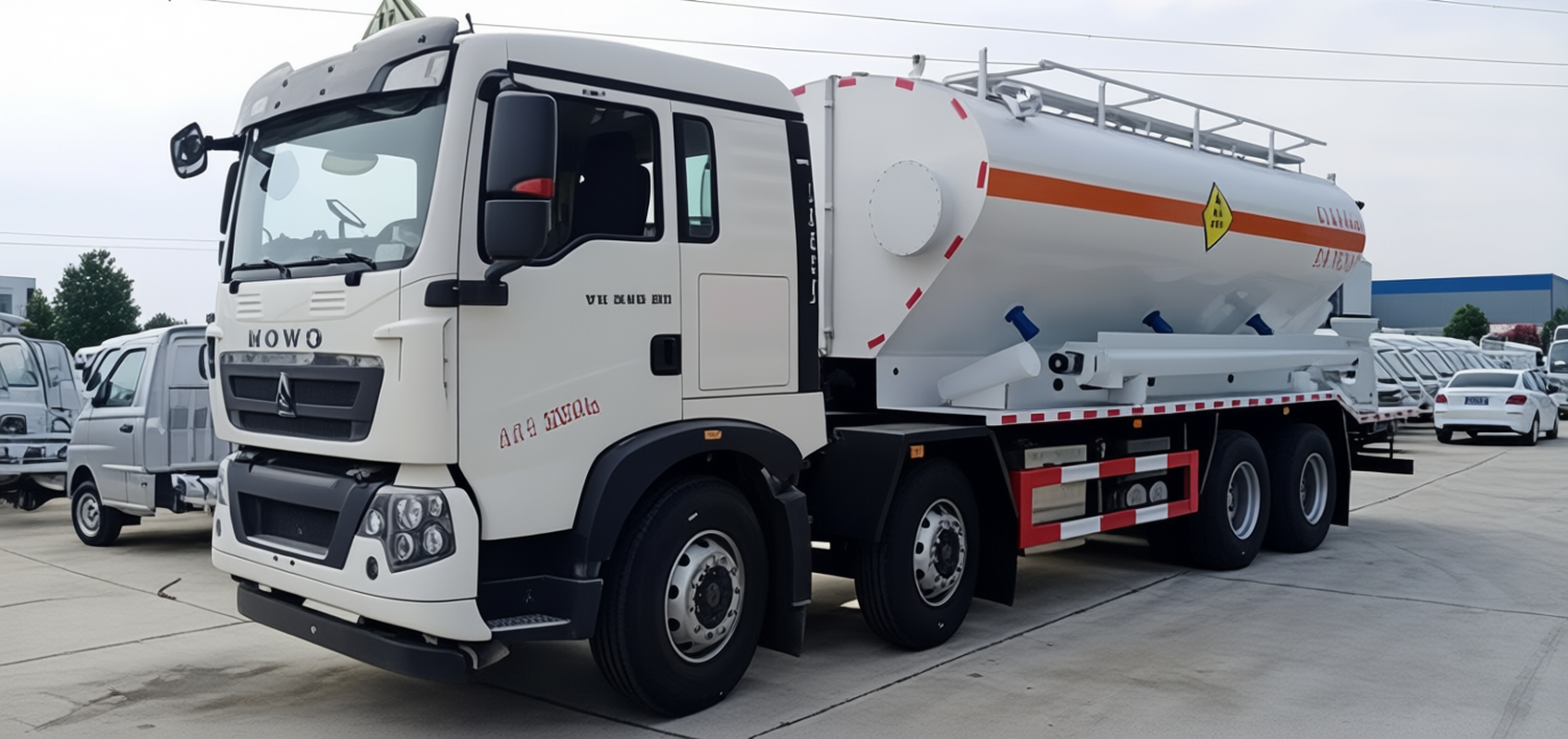 ANFO mixing and charging machine truck