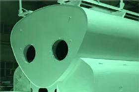 ANFO mixing and charging machine truck