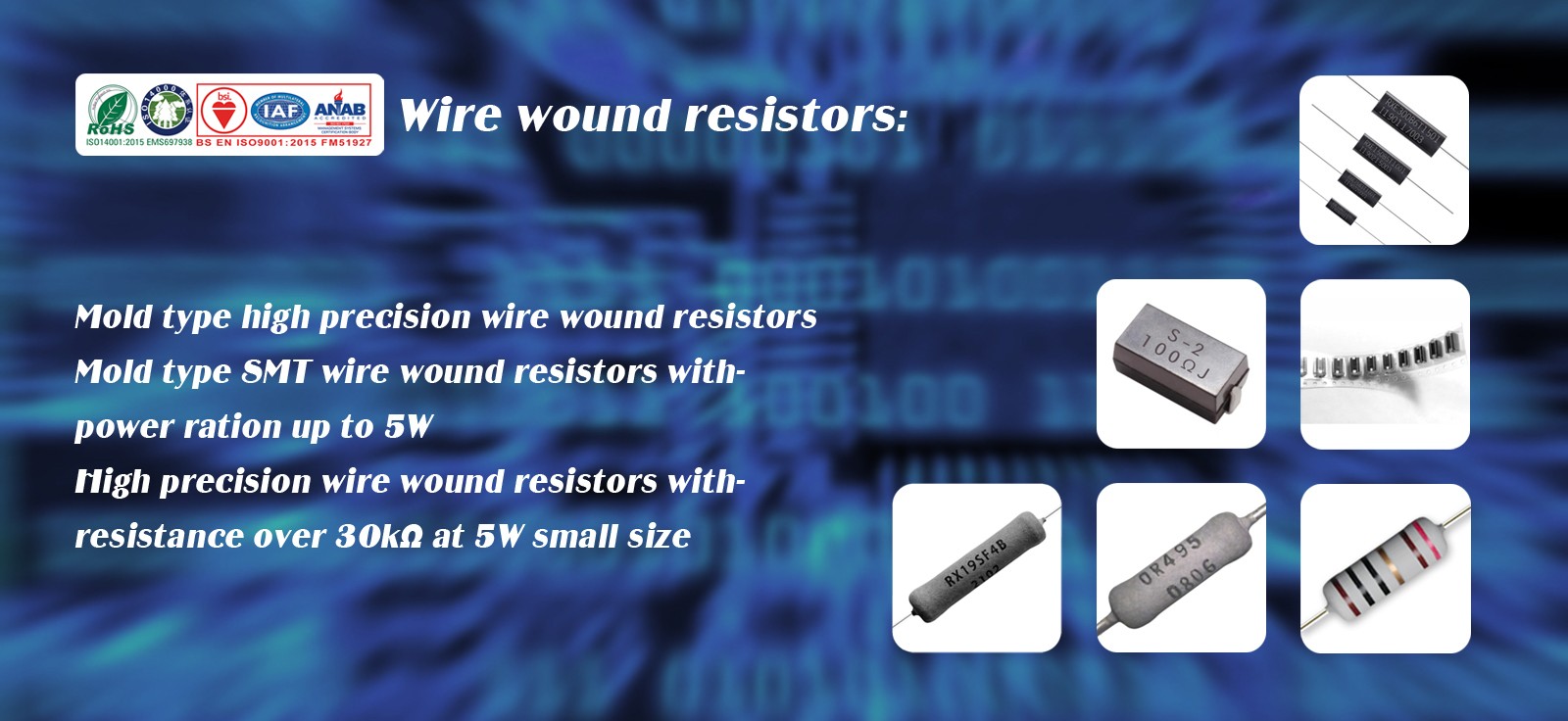 High precision wire wound resistors