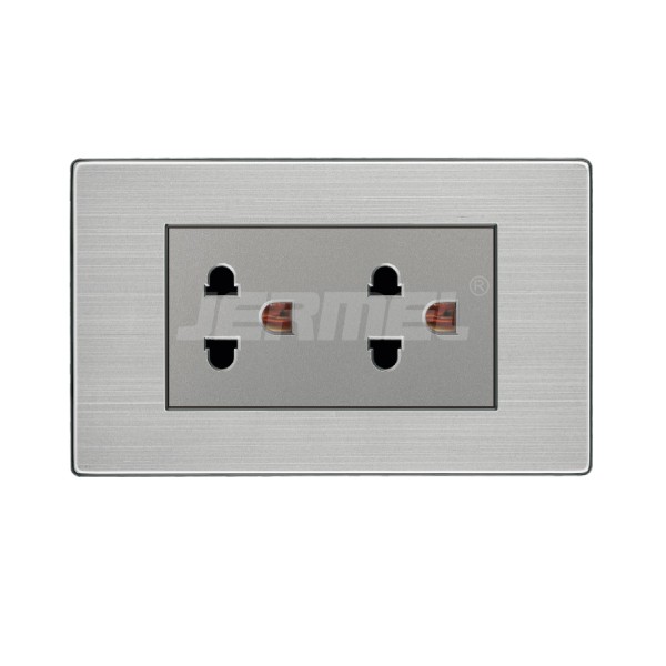 10-16A 110-250V various Silver Series 2 Gang Universal wall Sockets