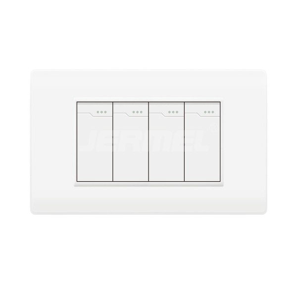 10-16A 110-250V Standard Home Power 4 Gang 1 way Stainless Steel Wall Switch