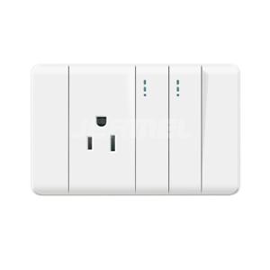 Standard 2 gang 2 way Wall Switch With Single Socket 110-250V