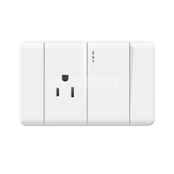 1 gang 1 way Wall Switch With Single Socket IEC Certificated