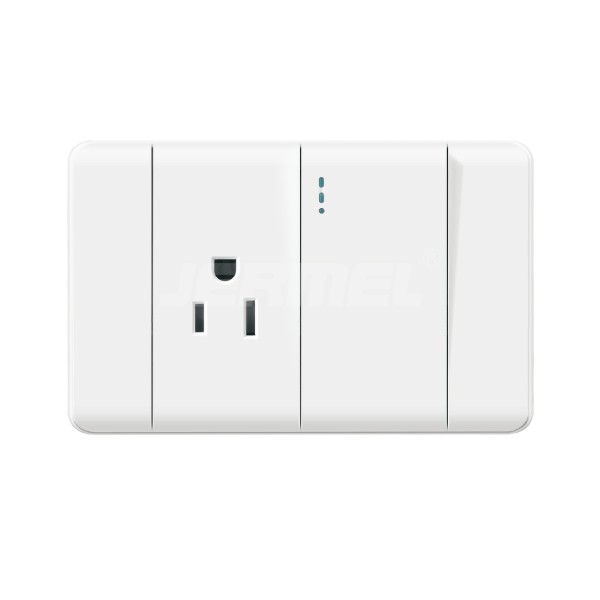 1 gang 2 way Wall Switch With Single Socket IEC Certificated