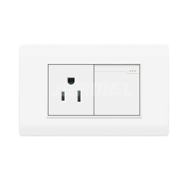 1 gang 2 way Wall Switch With Single Socket IEC Certificated