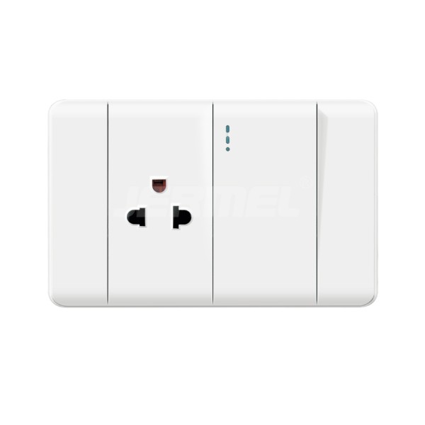 1 gang 1 way Home Power Wall Switch With Universal Socket IEC Certificated