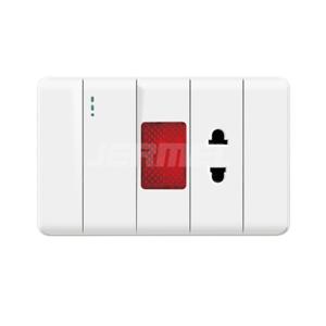 10-16A 110-250V 1 Gang 2 Way Wall Switch+indicator Light+1 Gang Universal Socket Without Grounding