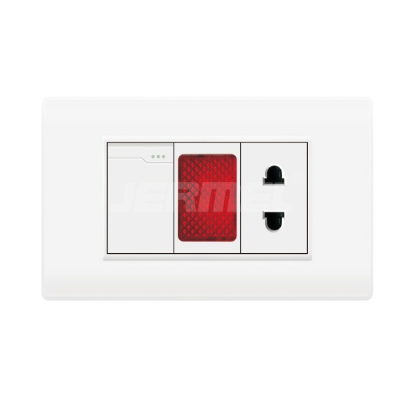 10-16A 110-250V 1 Gang 2 Way Wall Switch+indicator Light+1 Gang Universal Socket Without Grounding