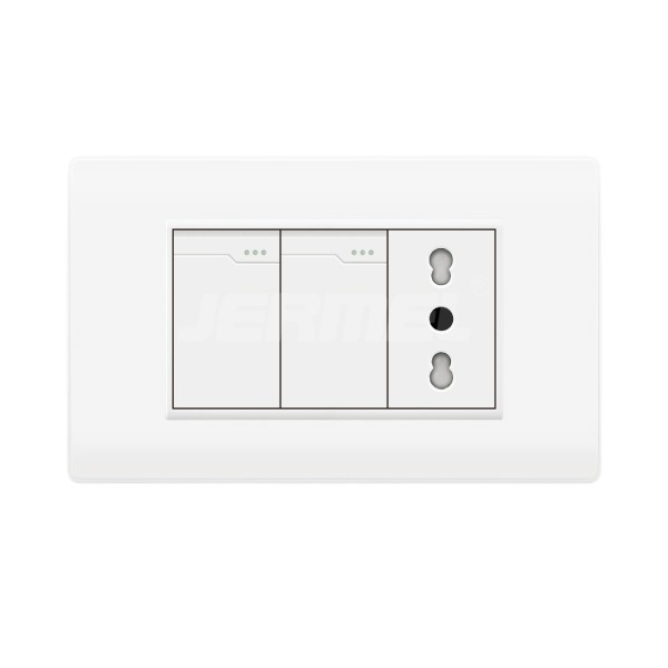 10-16A 110-250V Household 2 Gang 2 Way Wall Switch+ Italian Socket