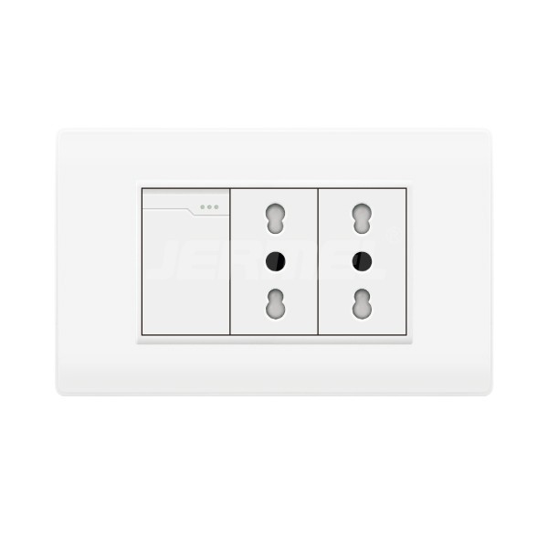 10-16A 110-250V Hot Sell 1 Gang 1 Way Wall Switch+double Italian Socket