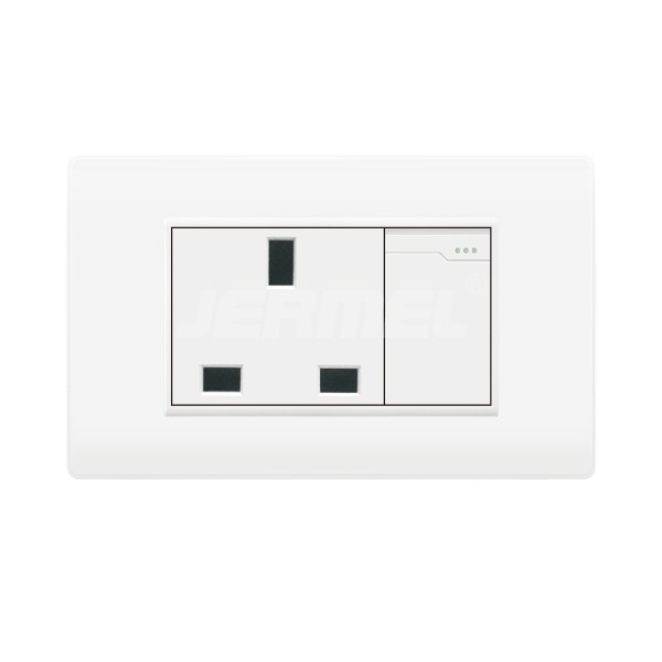 10-16A 110-250V Pc Material 1 Gang 1 Way Wall Switch+13A Square Pin Socket