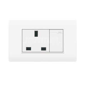 10-16A 110-250V Pc Material 1 Gang 1 Way Wall Switch+13A Square Pin Socket