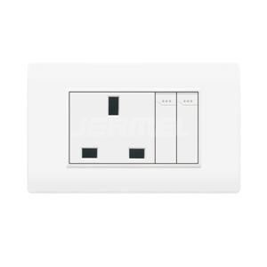 10-16A 110-250V Pc Material 2 Gang 2 Way Wall Switch+13A Square Pin Socket