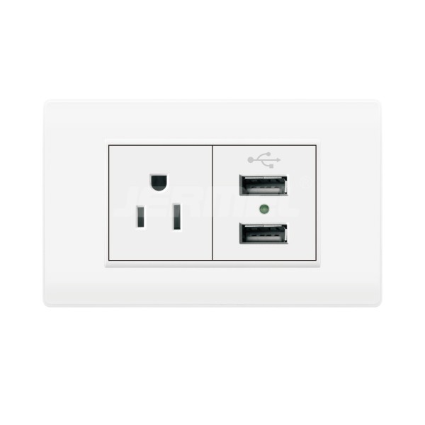 10-16A 110-250V 50/60 Hz 5V 2100mA single socket+usb standard wall switch