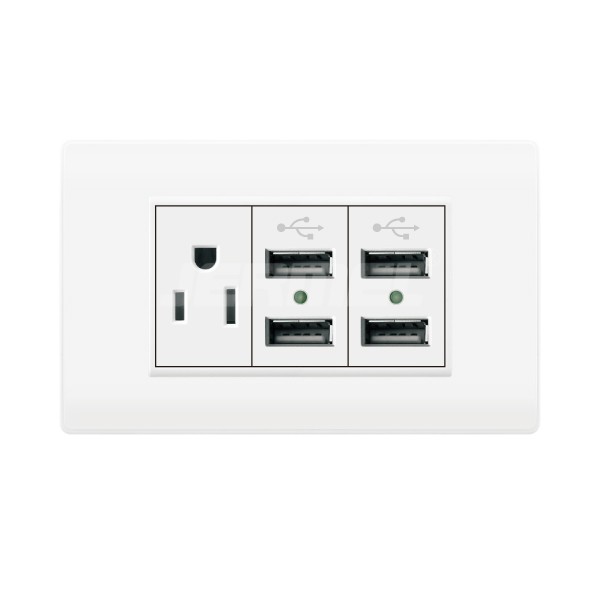 High Quality 50/60HZ 5V 2100mA Single socket+2 USB switch