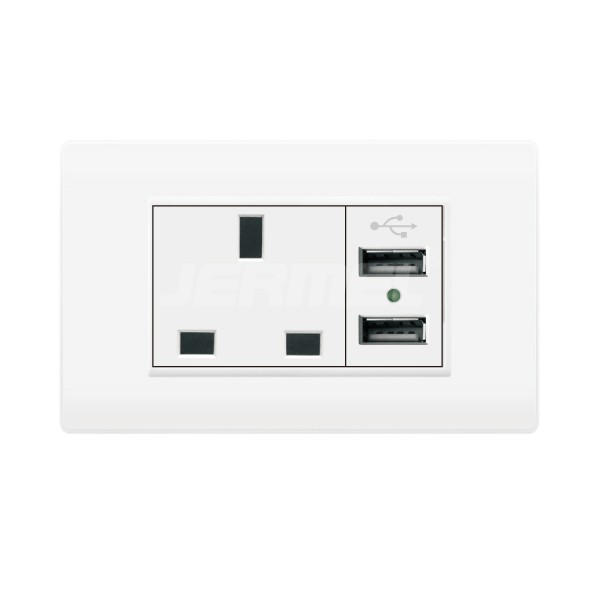 50/60HZ home power 13A square pin socket+ Standard IEC Certificated USB switch