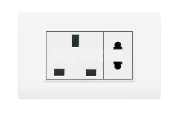 13A square pin socket+1 gang universal socket without grounding