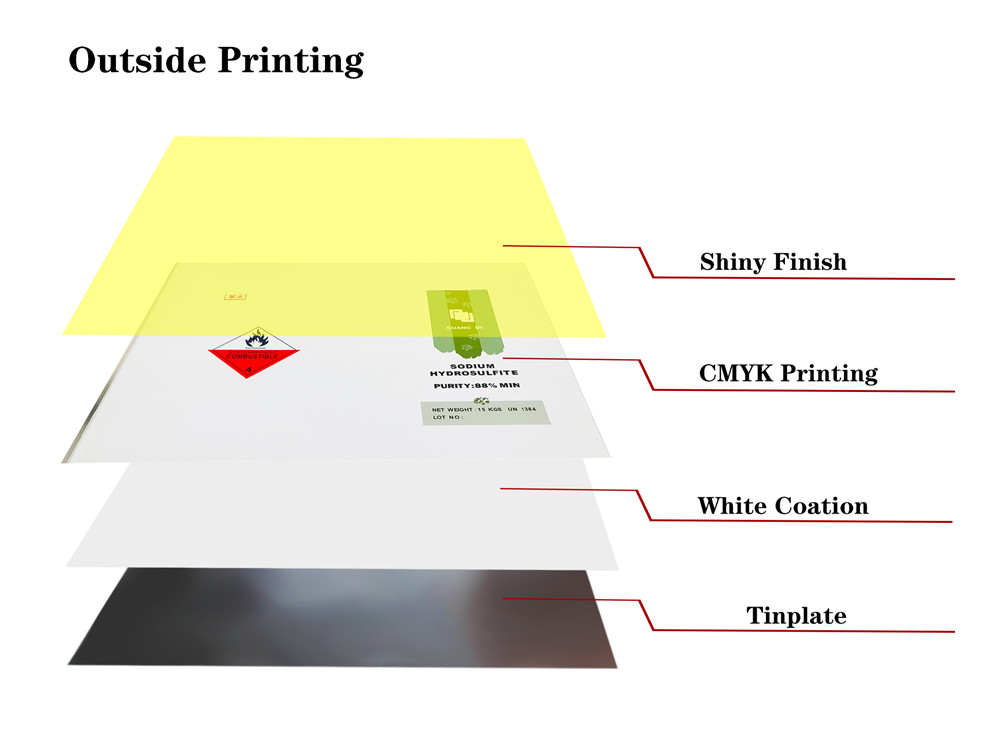 white coating chemical tins