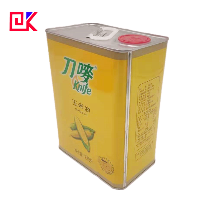 printed oil tin container