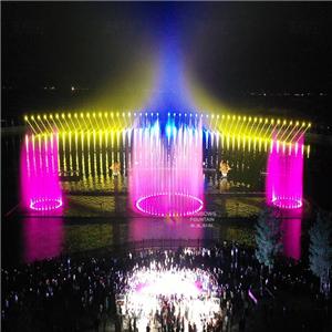 Laiyuan Gölü'nde Yüzen Açık Büyük 3D Müzikal Dans Su Çeşmesi Multimedya Su Gösterisi
