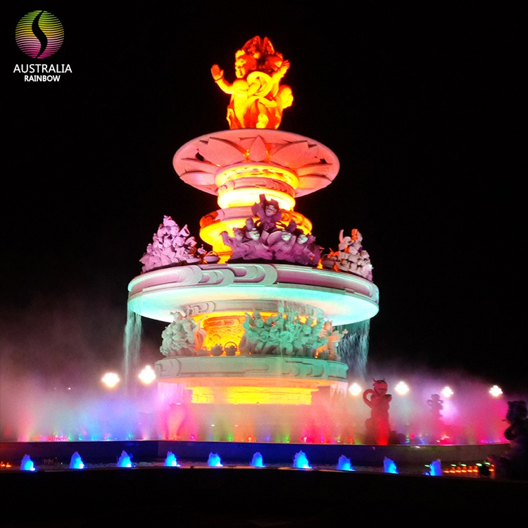Yunnan Shibing Circle Muzică Dansând apă Fântână Piatră Statuie Sculptură Cascadă cu ceață rece