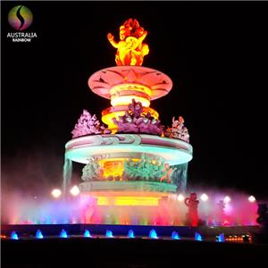 Yunnan Shibing Circle Music Pagsasayaw ng Water Fountain Stone Statue Sculpture Waterfall na may Cold Fog