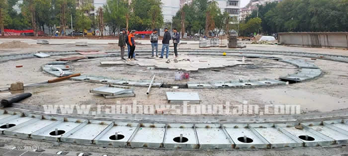 Construction Stage:Guangxi Modern Polytechnic College Music Dancing Dry Deck Fountain